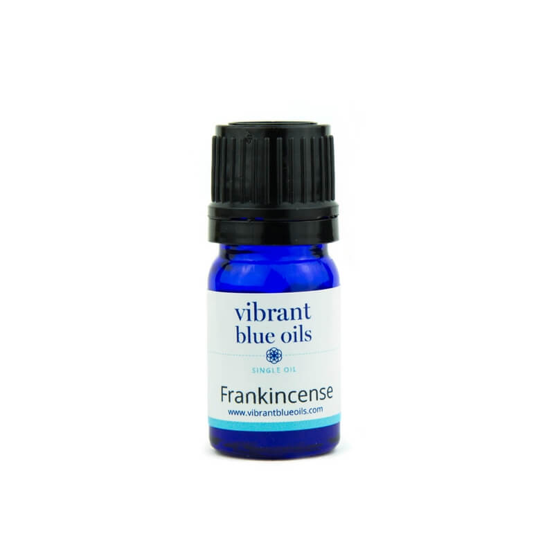 Where should Vibrant Blue Oils Frankincense oil be applied for anxiety, nervous tension and stress-related conditions?