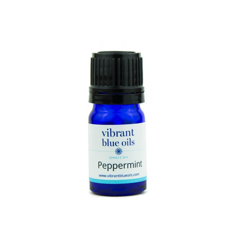 What size bottle is Vibrant Blue Oils Peppermint, and is it consumable?